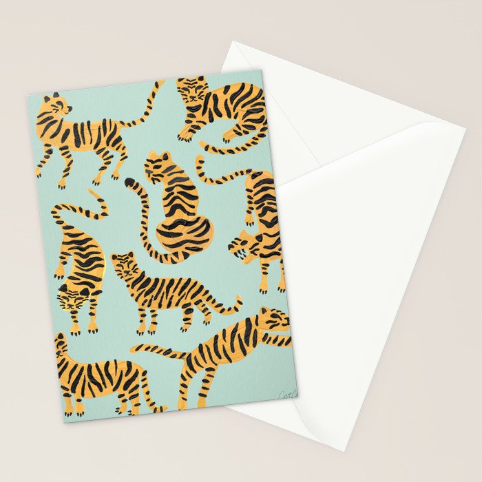 Tiger Collection - Mint & Orange Stationery Card Gallery Image 2