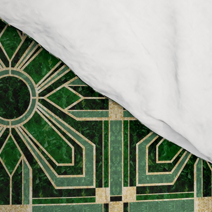 Art Deco Floral Tiles in Emerald Green and Faux Gold Comforter Gallery Image 4