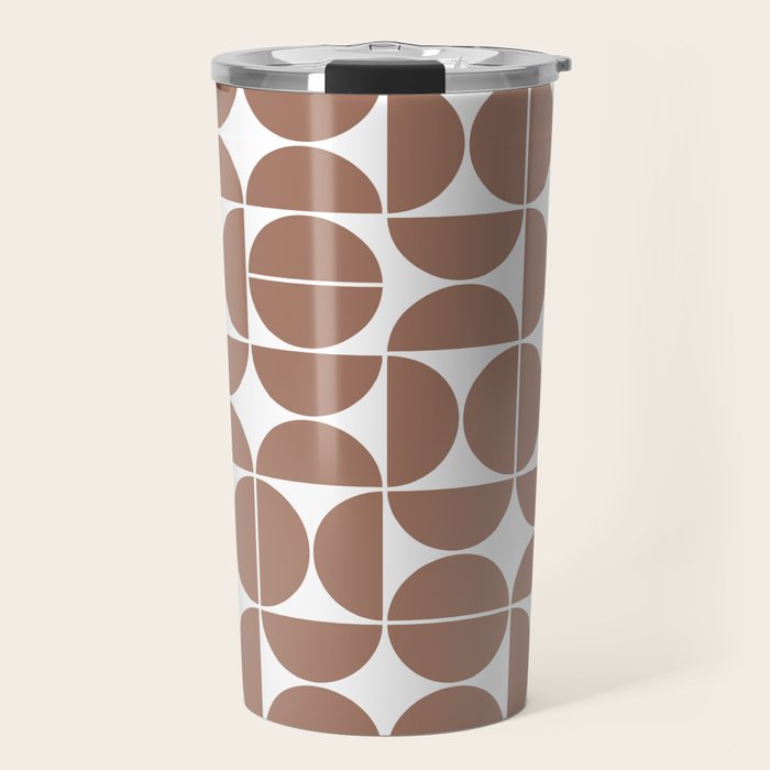 Mid Century Modern Geometric 04 Mocha Mousse Travel Mug Gallery Image 1