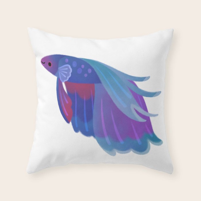 Blue Betta Throw Pillow Gallery Image 1