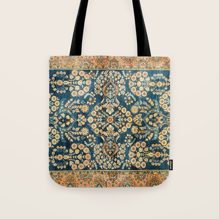 Sarouk  Antique West Persian Rug Print Tote Bag Gallery Image 1