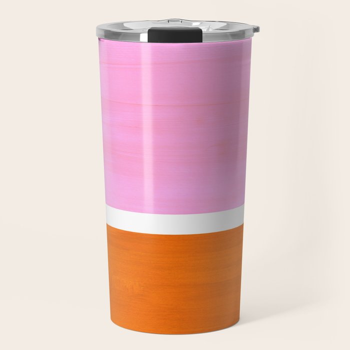 Pastel Neon Pink Yellow Ochre Mid Century Modern Abstract Minimalist Rothko Color Field Squares Travel Mug Gallery Image 1