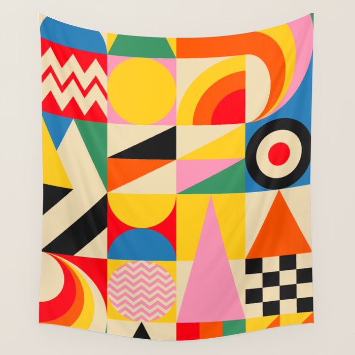 Happy Geometric Vibes Wall Tapestry Gallery Image 4