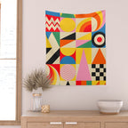 Happy Geometric Vibes Wall Tapestry Gallery Image 2