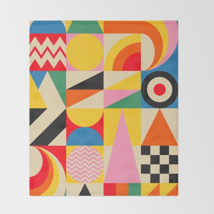 Happy Geometric Vibes Throw Blanket Gallery Image 2