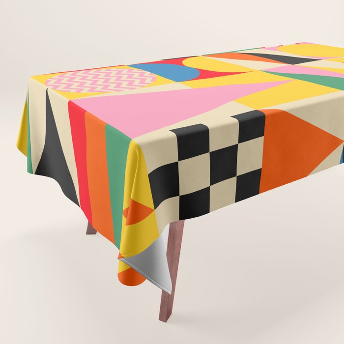 Happy Geometric Vibes Tablecloth Gallery Image 1