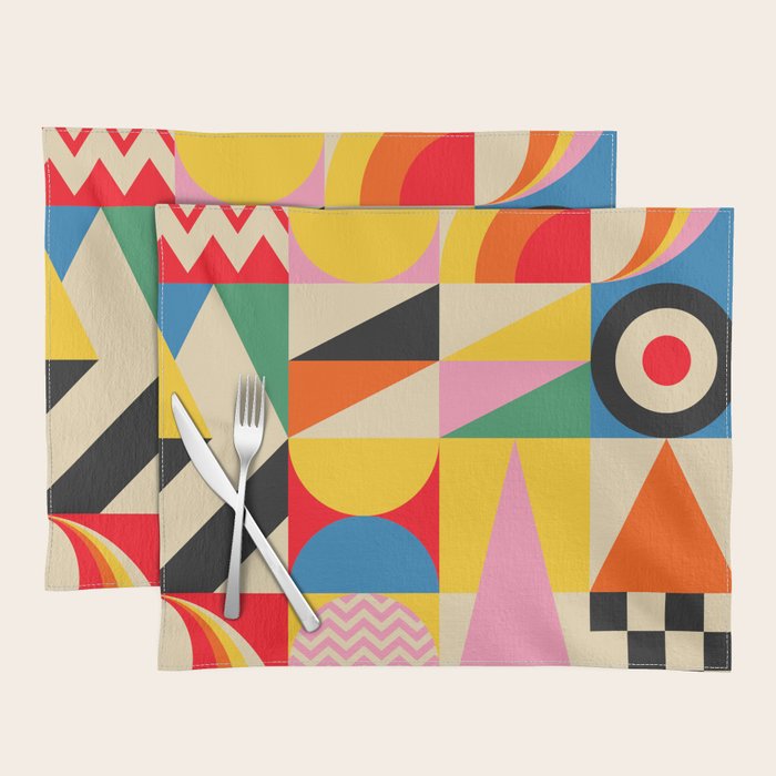 Happy Geometric Vibes Placemat Gallery Image 1