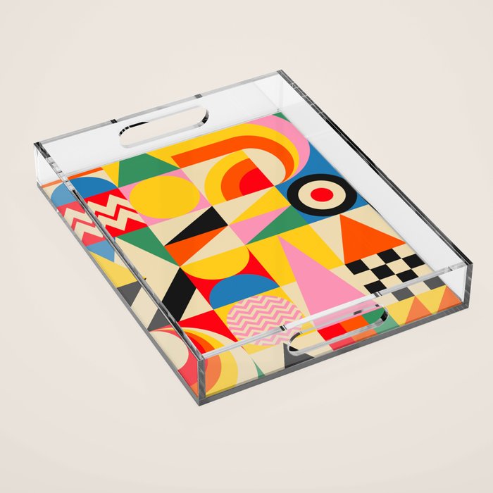 Happy Geometric Vibes Acrylic Tray Gallery Image 1