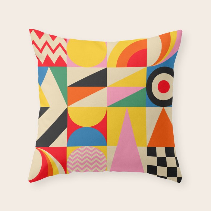 Happy Geometric Vibes Throw Pillow Gallery Image 6