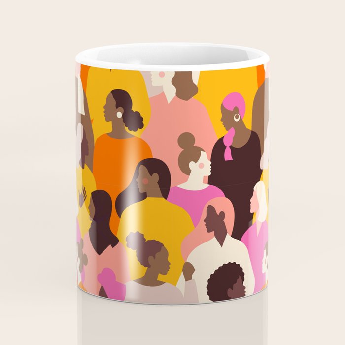 Female diverse faces pink Coffee Mug Gallery Image 4