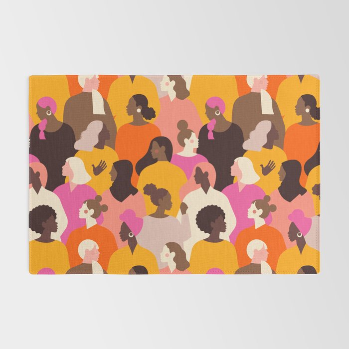 Female diverse faces pink Rug Gallery Image 2