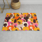 Female diverse faces pink Rug Gallery Image 1