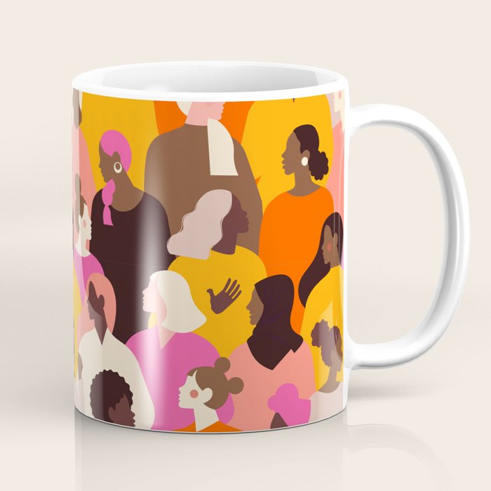 Female diverse faces pink Coffee Mug Gallery Image 1