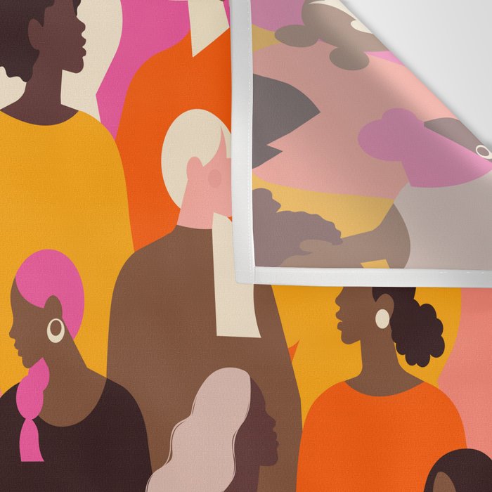 Female diverse faces pink Wall Tapestry Gallery Image 3