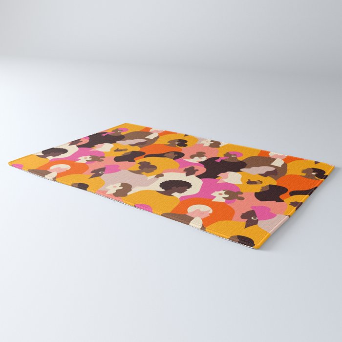 Female diverse faces pink Rug Gallery Image 3