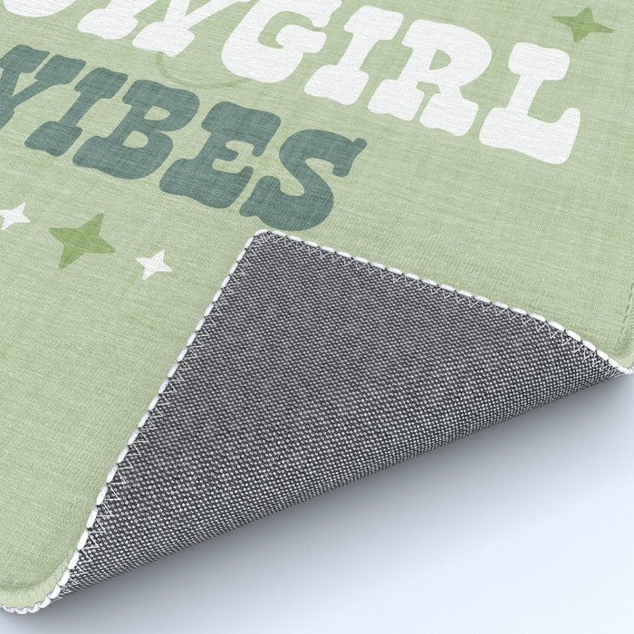 Wild-West Cowgirl Vibes with Hat Typography Pink and Green Rug Gallery Image 4