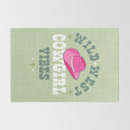 Wild-West Cowgirl Vibes with Hat Typography Pink and Green Rug Gallery Image 2