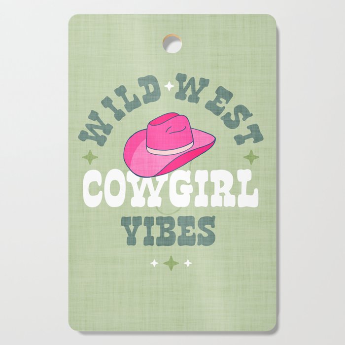 Wild-West Cowgirl Vibes with Hat Typography Pink and Green Cutting Board Gallery Image 1