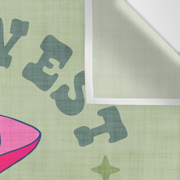 Wild-West Cowgirl Vibes with Hat Typography Pink and Green Wall Tapestry Gallery Image 3