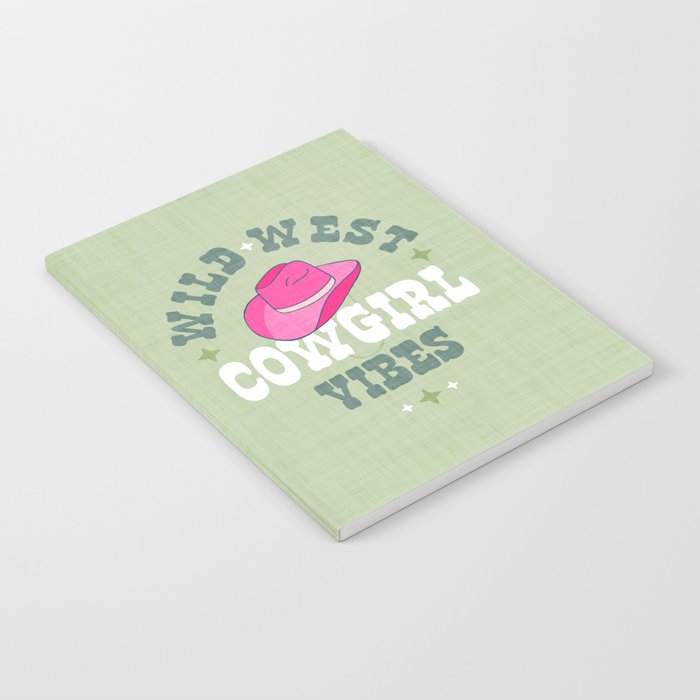 Wild-West Cowgirl Vibes with Hat Typography Pink and Green Notebook Gallery Image 1