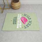 Wild-West Cowgirl Vibes with Hat Typography Pink and Green Rug Gallery Image 1