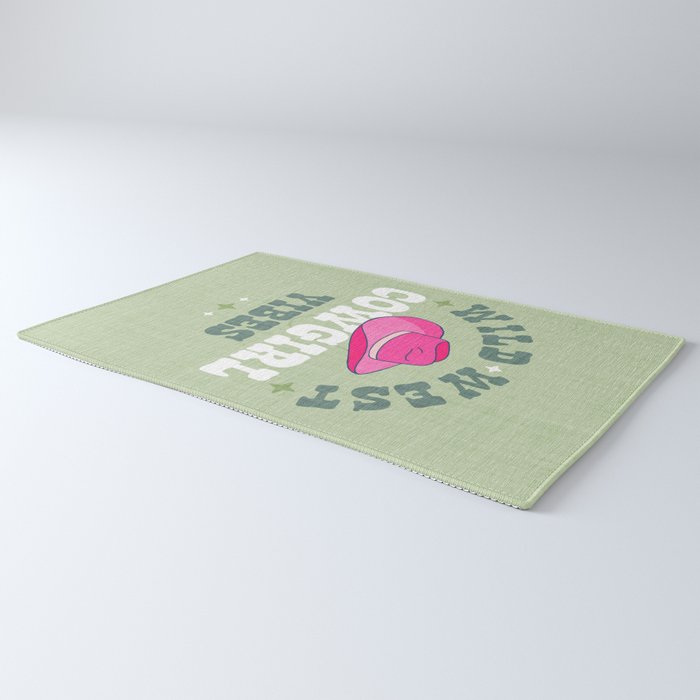 Wild-West Cowgirl Vibes with Hat Typography Pink and Green Rug Gallery Image 3