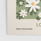 Flower Market London, Retro Daisies  Print, Green Ditsy Pattern Poster Gallery Image 3