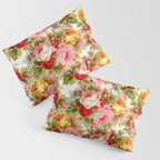 Boho chic pink yellow red roses floral vintage painting Pillow Sham Gallery Image 3