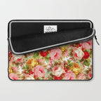 Boho chic pink yellow red roses floral vintage painting Laptop Sleeve Gallery Image 2