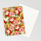 Boho chic pink yellow red roses floral vintage painting Stationery Card Gallery Image 2