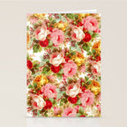 Boho chic pink yellow red roses floral vintage painting Stationery Card Gallery Image 2