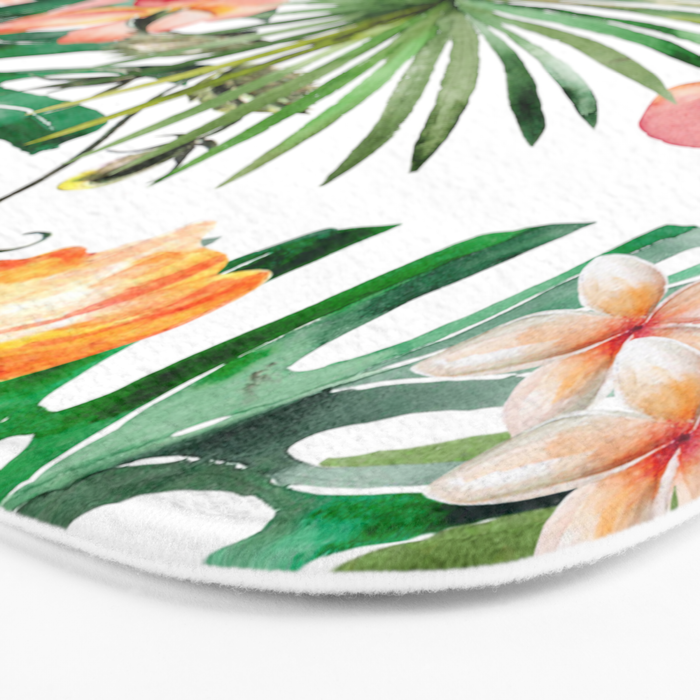 Tropical Jungle Hibiscus Flowers - Floral Bath Mat Gallery Image 3
