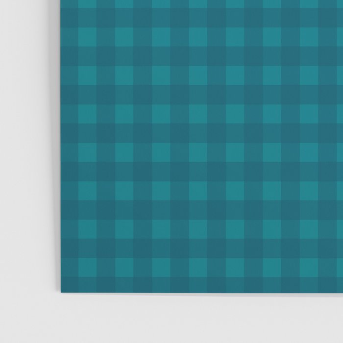 Gingham Check Pattern in Teal Blue Poster Gallery Image 3