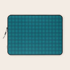 Gingham Check Pattern in Teal Blue Laptop Sleeve Gallery Image 1
