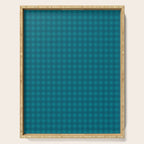 Gingham Check Pattern in Teal Blue Serving Tray Gallery Image 1