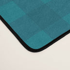 Gingham Check Pattern in Teal Blue Desk Mat Gallery Image 4