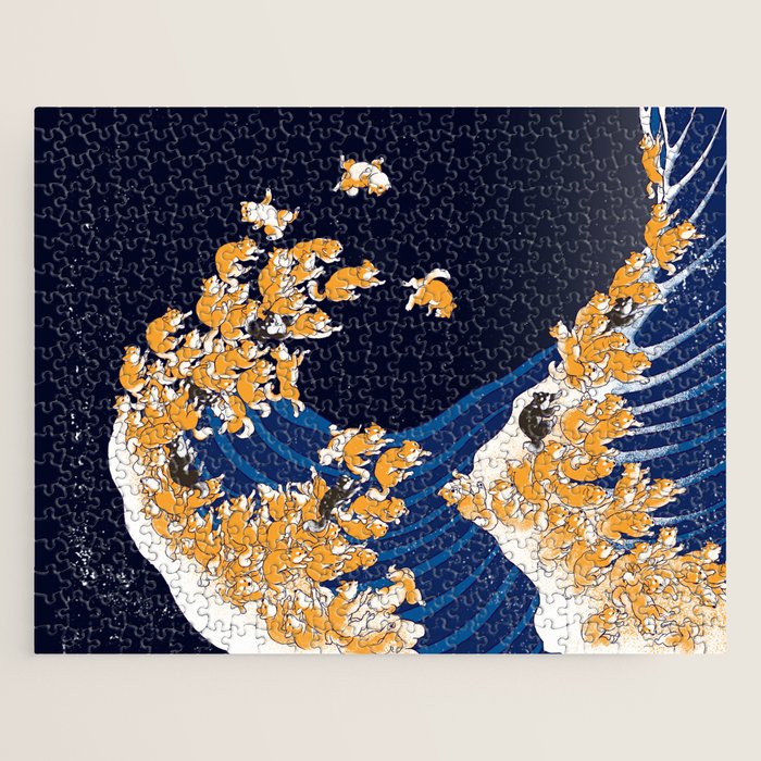 Shiba Inu The Great Wave in Night Jigsaw Puzzle Gallery Image 1