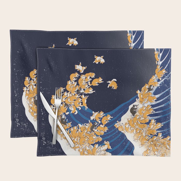 Shiba Inu The Great Wave in Night Placemat Gallery Image 1