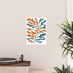 Modern Leaf Abstract Orange and Teal Poster Gallery Image 2