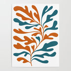 Modern Leaf Abstract Orange and Teal Poster Gallery Image 4