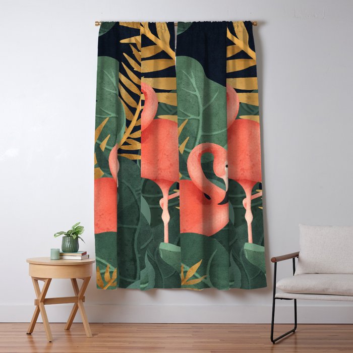 Two Flamingos Window Curtain Gallery Image 1