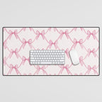 Coquette Aesthetic Pastel Pink Bows Cute Balletcore Joy of Together Desk Mat Gallery Image 1
