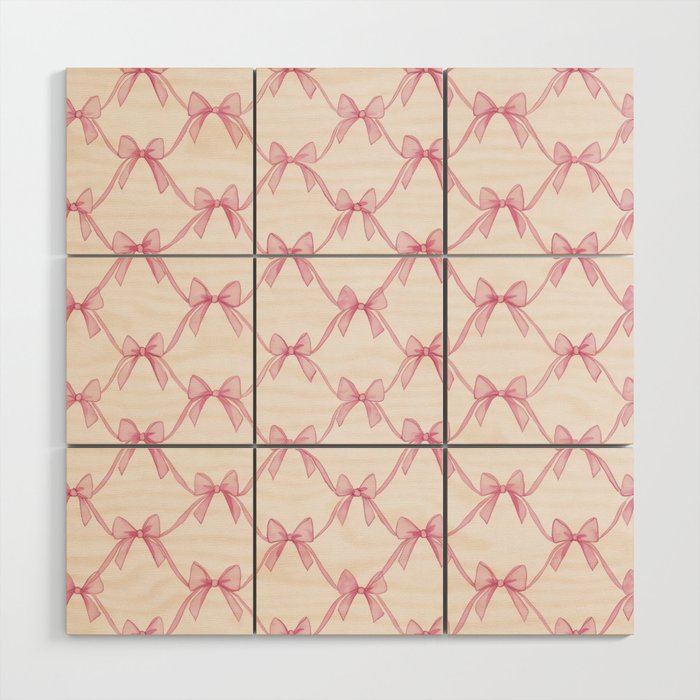 Coquette Aesthetic Pastel Pink Bows Cute Balletcore Joy of Together Wood Wall Art Gallery Image 1