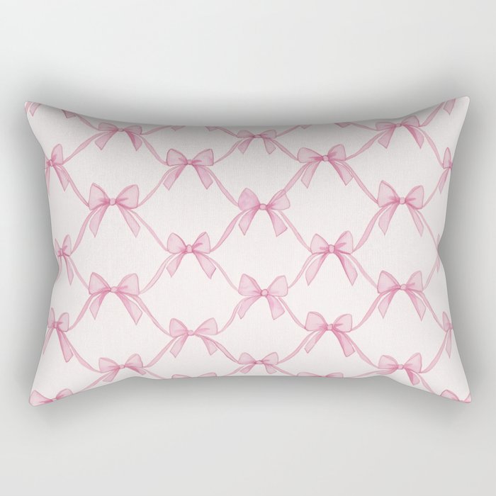 Coquette Aesthetic Pastel Pink Bows Cute Balletcore Joy of Together Rectangular Pillow Gallery Image 2