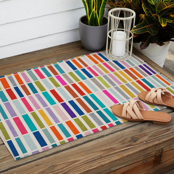 Mosaic Tiles Geometric Colorful Artwork Outdoor Rug Gallery Image 2