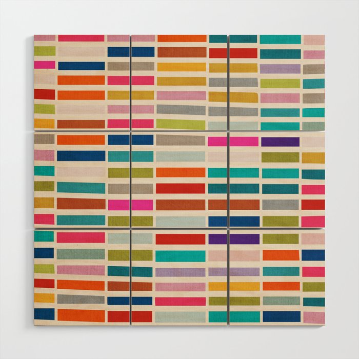 Mosaic Tiles Geometric Colorful Artwork Wood Wall Art Gallery Image 1