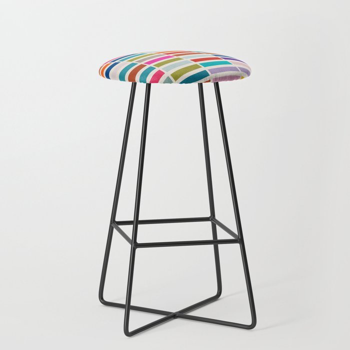 Mosaic Tiles Geometric Colorful Artwork Stool Gallery Image 1