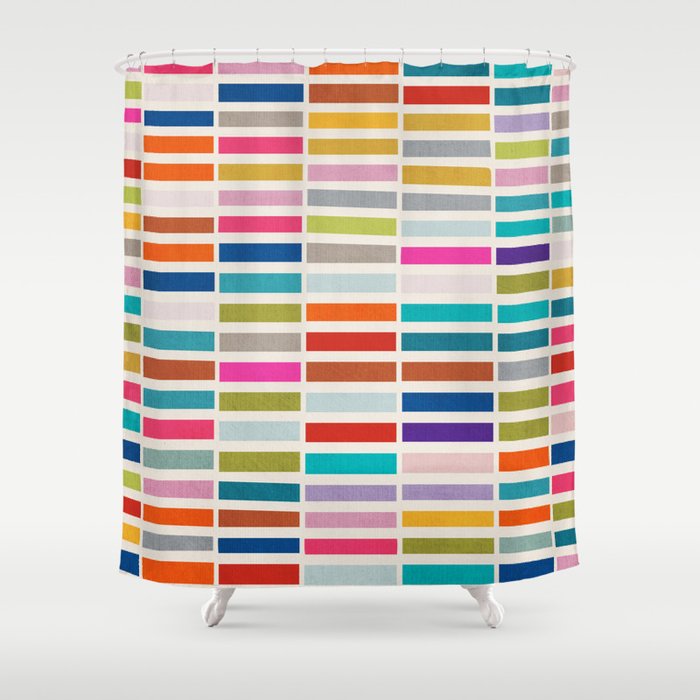 Mosaic Tiles Geometric Colorful Artwork Shower Curtain Gallery Image 1