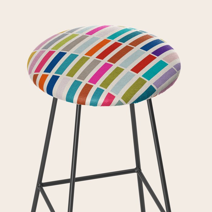 Mosaic Tiles Geometric Colorful Artwork Stool Gallery Image 2