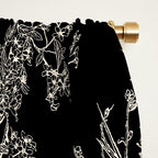 Botanical Cottage Dark Floral Pattern in Black and Cream Window Curtain Gallery Image 2